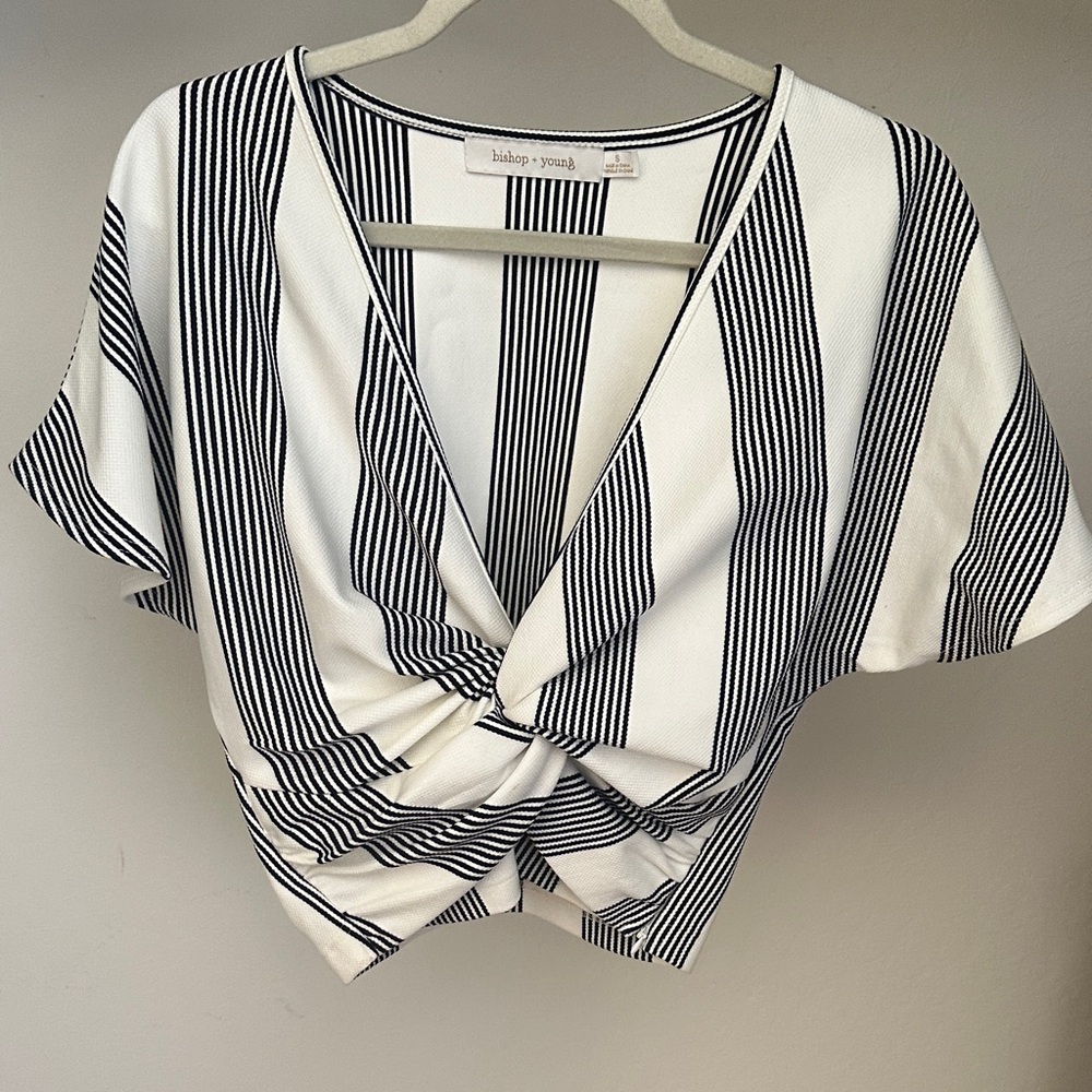 Bishop + Young Monochrome Striped Blouse